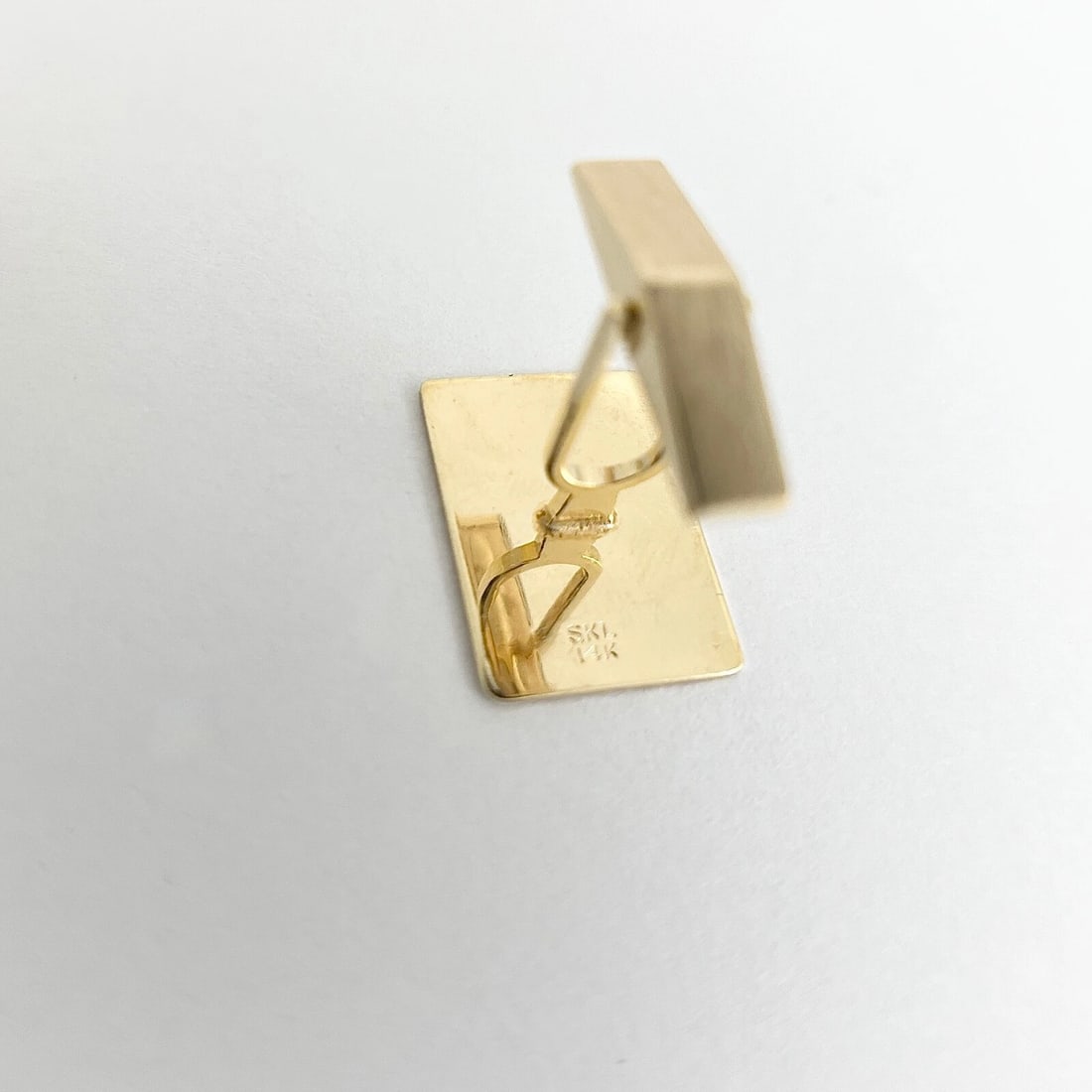 Vintage 1970's Textured Rectangle Cufflinks 14K Yellow Gold, 6.48 Gr - 8