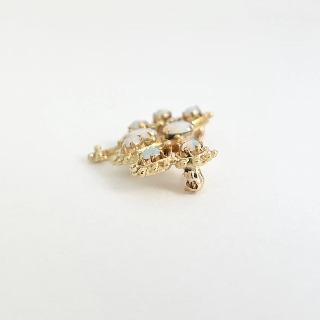 Vintage 1950's Opal Peacock Bird Brooch Pin 12K Yellow Gold, 5.65 Gr - 5