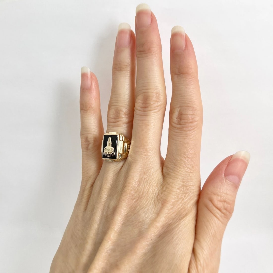 Vintage 1948 Fort Hamilton School Black Onyx Class Ring 10K Yellow Gold, 6.62 Gr - 4