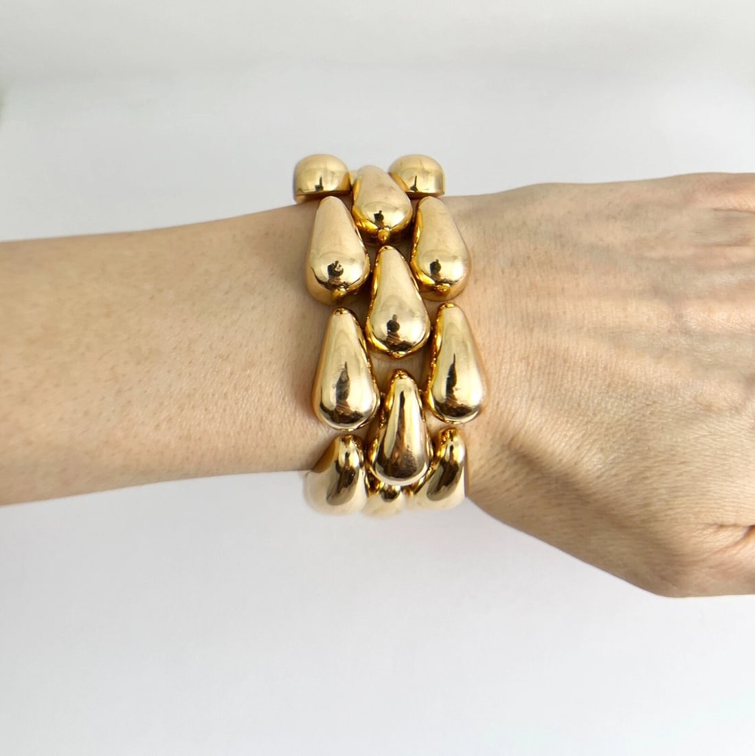 Vintage Wide Chunky Claw Panther Chain Link Bracelet 18K Yellow Gold, 110.72 Gr - 3