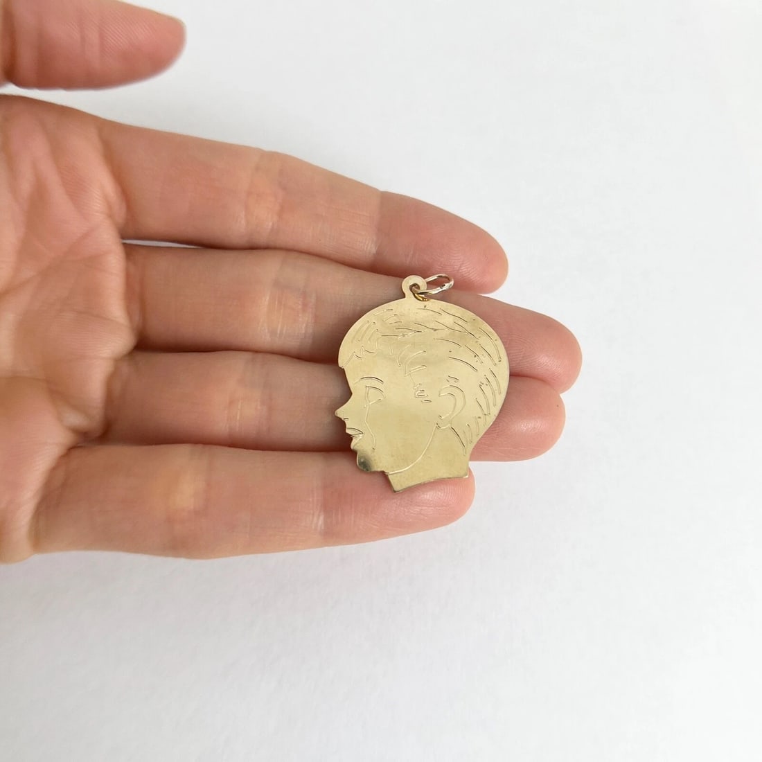 Vintage 1950's Frank Boy Necklace Pendant Charm 14K Yellow Gold, 3.08 Grams - 2