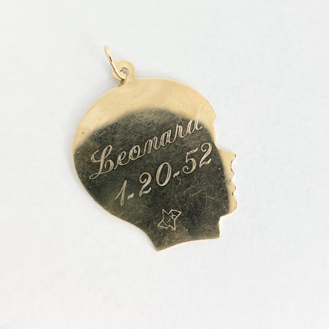 Vintage 1950's Leonard Boy Necklace Pendant Charm 14K Yellow Gold, 3.18 Grams - 3