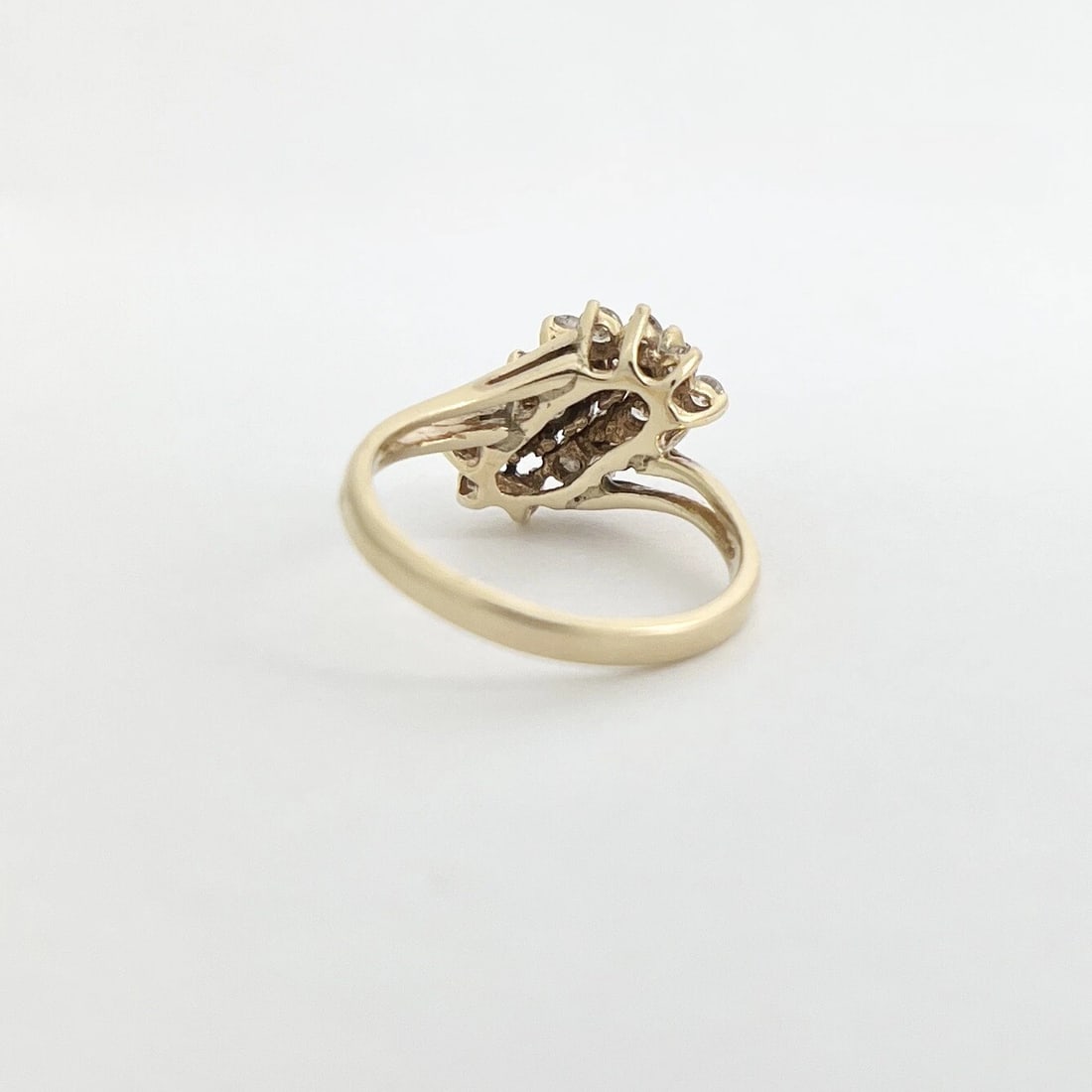 Vintage Diamond Cluster Cocktail Statement Ring 14K Yellow Gold, 4.55 Grams - 7
