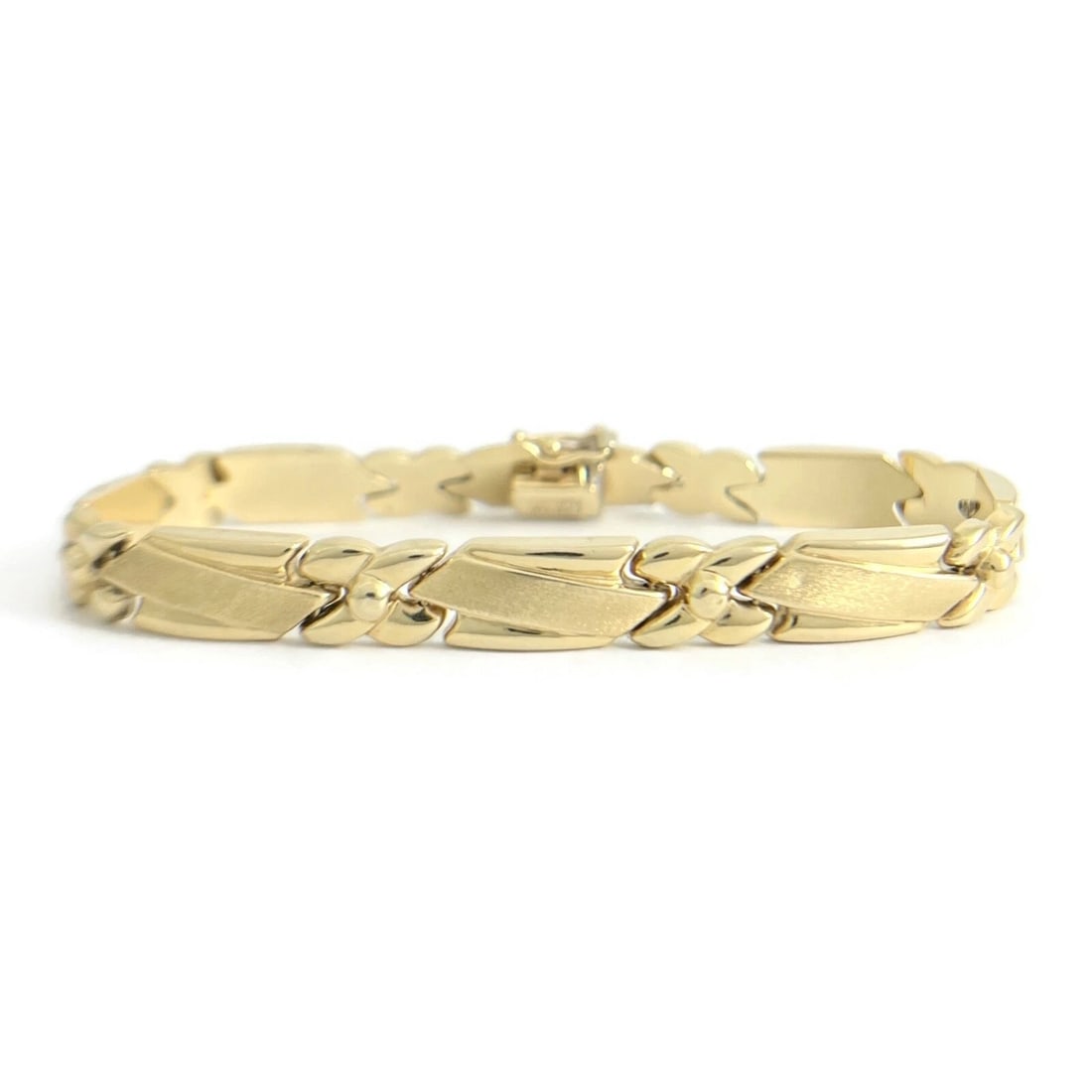 Vintage Geometric Chain Link Bracelet 14K Yellow Gold, 7 Inches, 10.36 Grams (1 of 7)