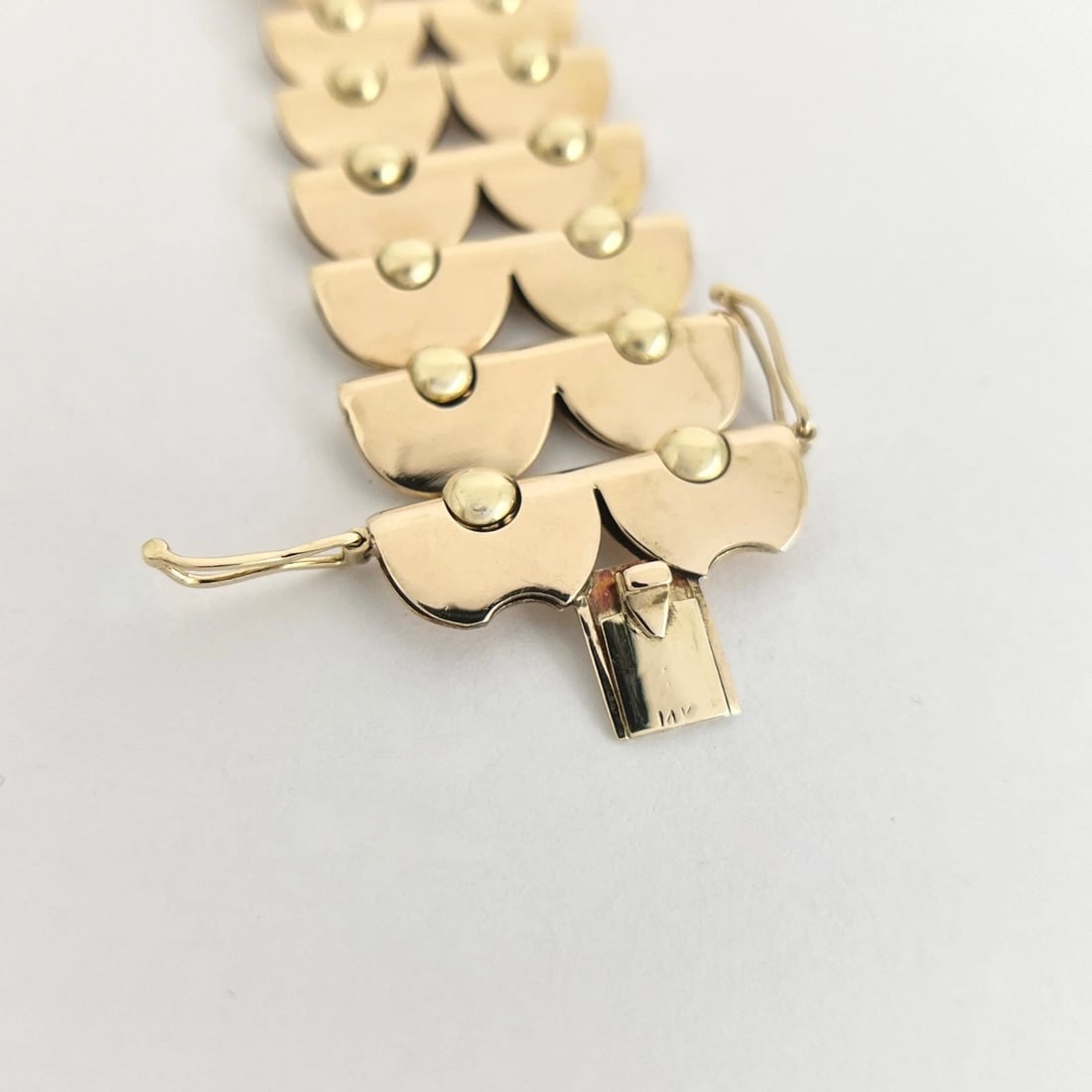 Vintage 1940's 1950's Wide Chain Link Bracelet 14K Yellow Gold, 7 Inch, 57.84 Gr - 9
