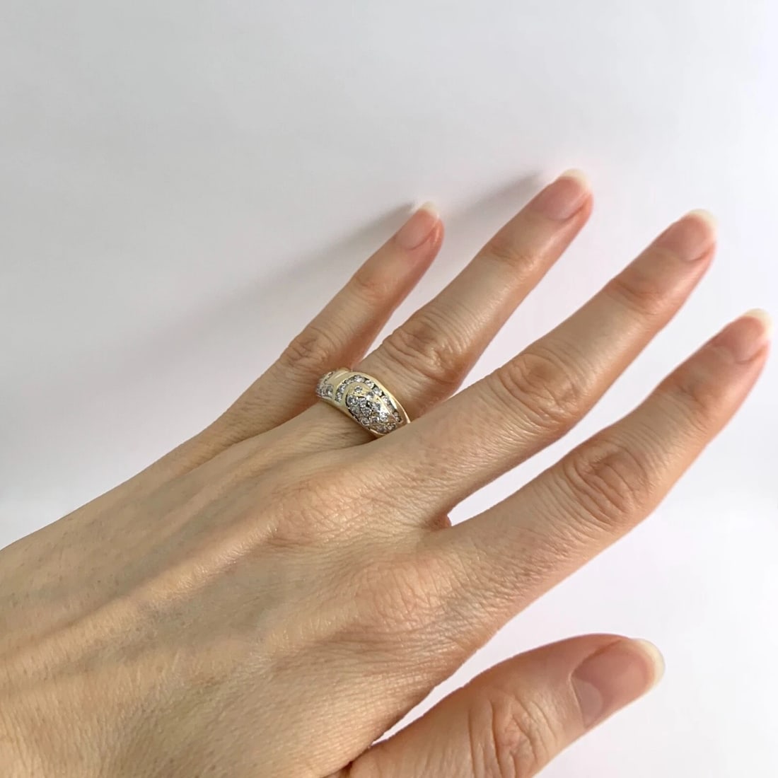 Vintage Diamond Geometric Band Statement Ring 14K Yellow Gold, .58 CTW, 6.60 Gr - 4