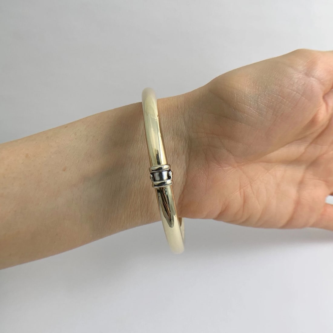 Vintage 1970's Two-Tone Wrap Bangle Bracelet 14K Yellow White Gold, 15.25 Grams - 6