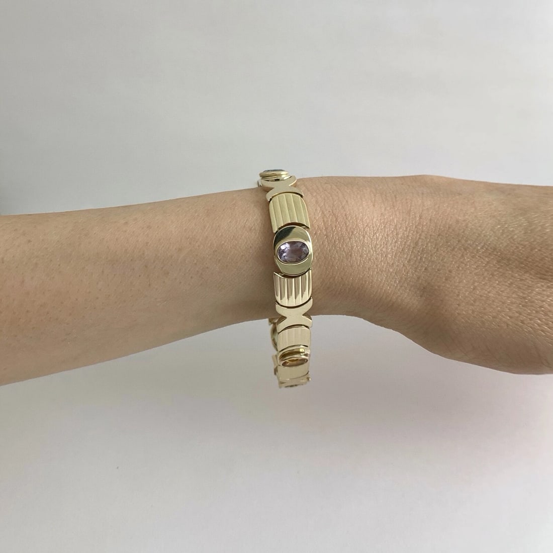 Vintage 1960's Italian Multicolored Gemstone Bracelet 14K Yellow Gold, 15.79 Gr - 3