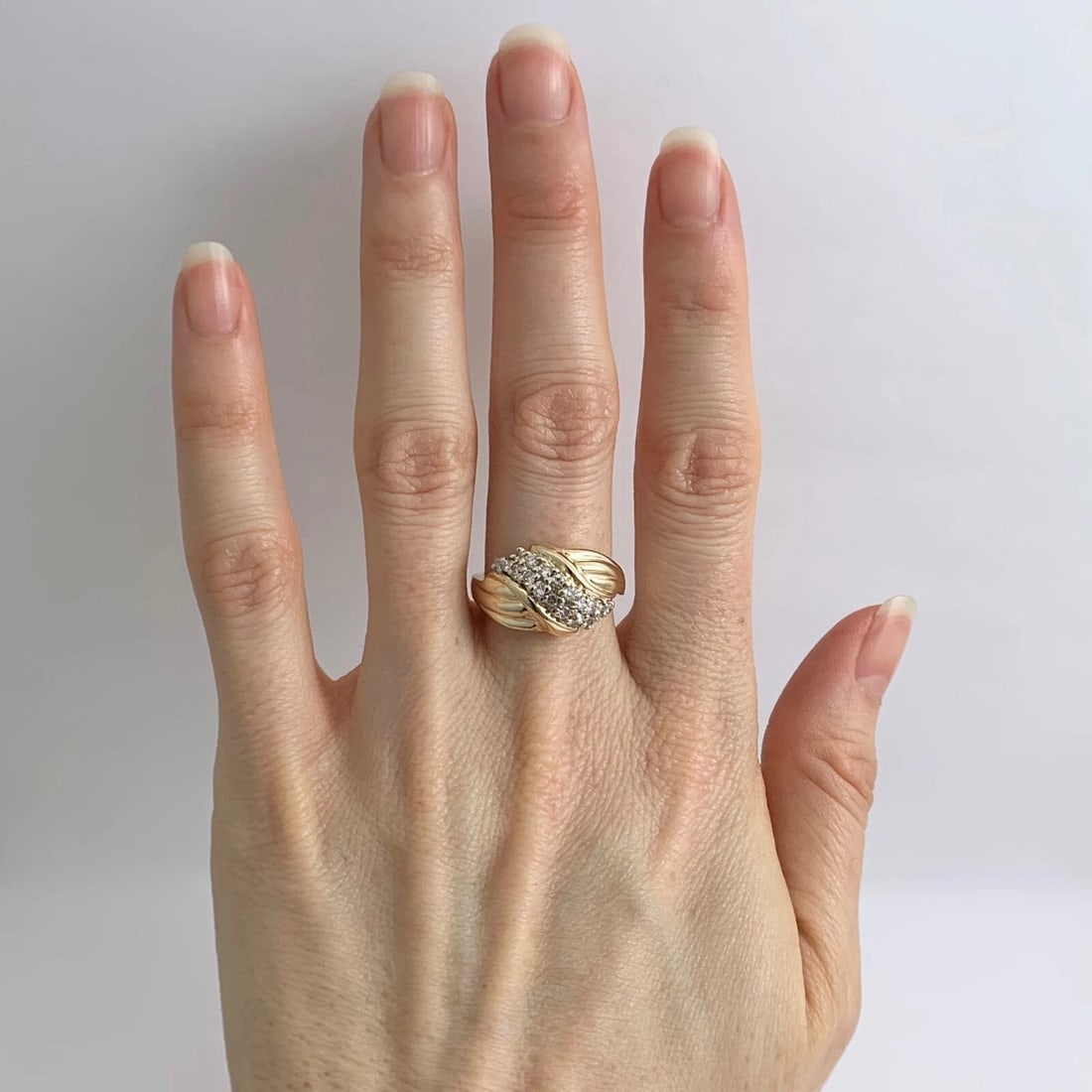 Vintage Diamond Cluster Statement Ring 14K Yellow Gold, .34 CTW, 7.11 Grams - 2