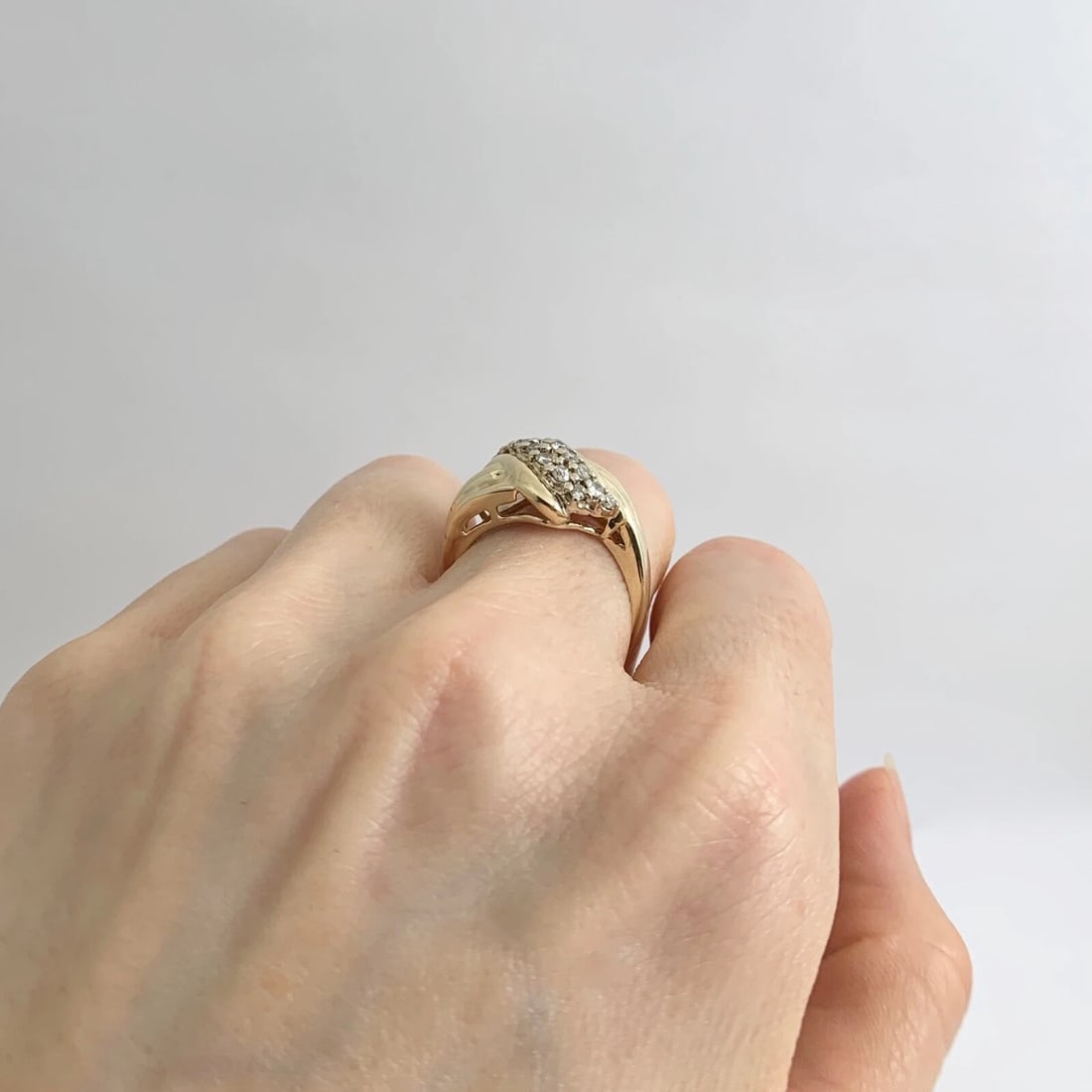 Vintage Diamond Cluster Statement Ring 14K Yellow Gold, .34 CTW, 7.11 Grams - 5