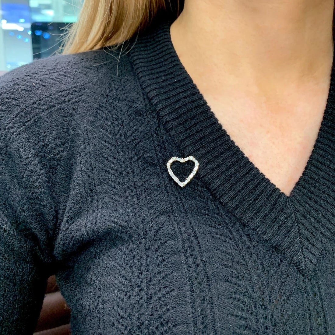 Vintage 1960's Diamond Heart Brooch Pin Tie Tack 14K Yellow Gold, 2.52 Grams - 4