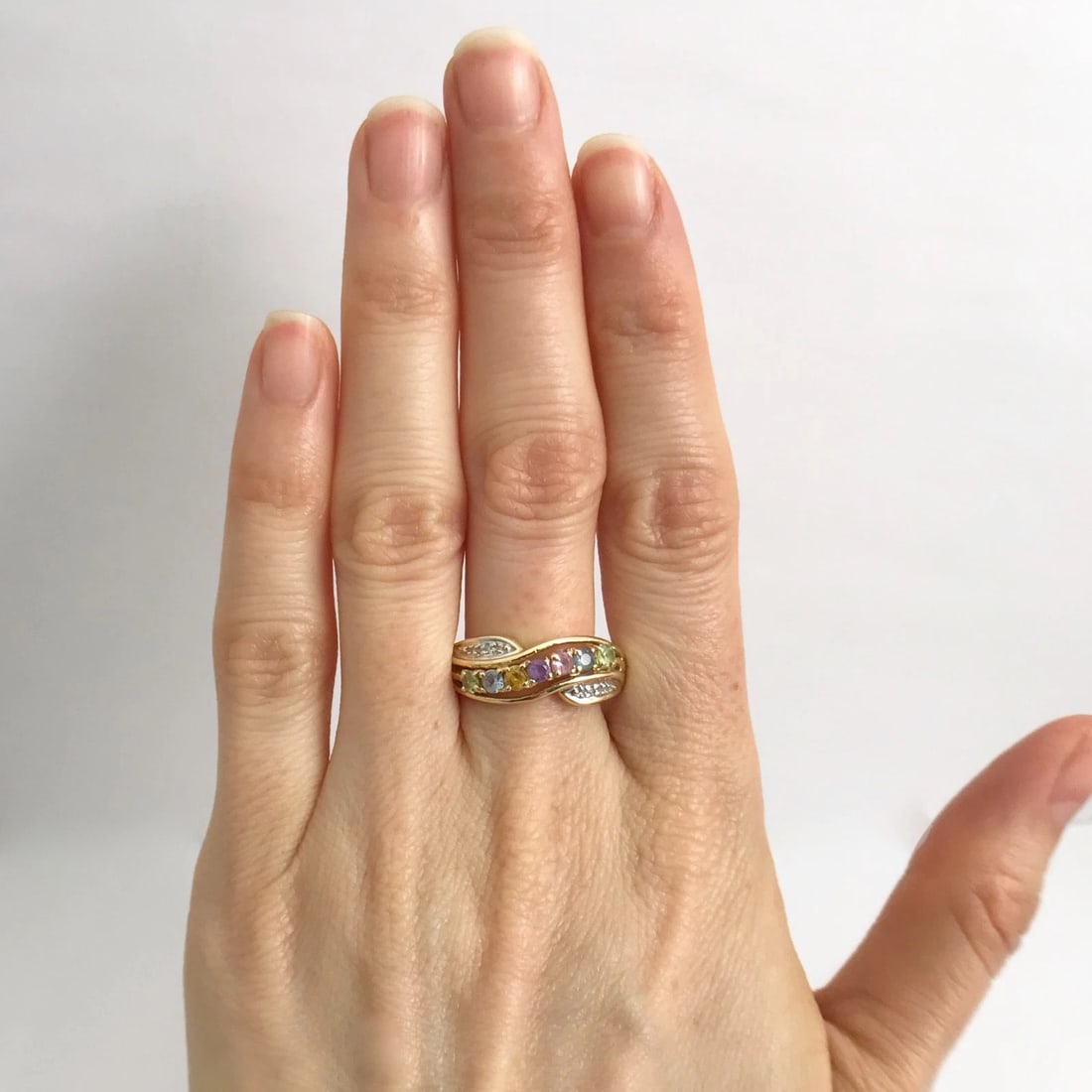 Vintage Peridot Topaz Citrine Multicolored Gemstone Ring 14K Yellow Gold 3.71 Gr - 2