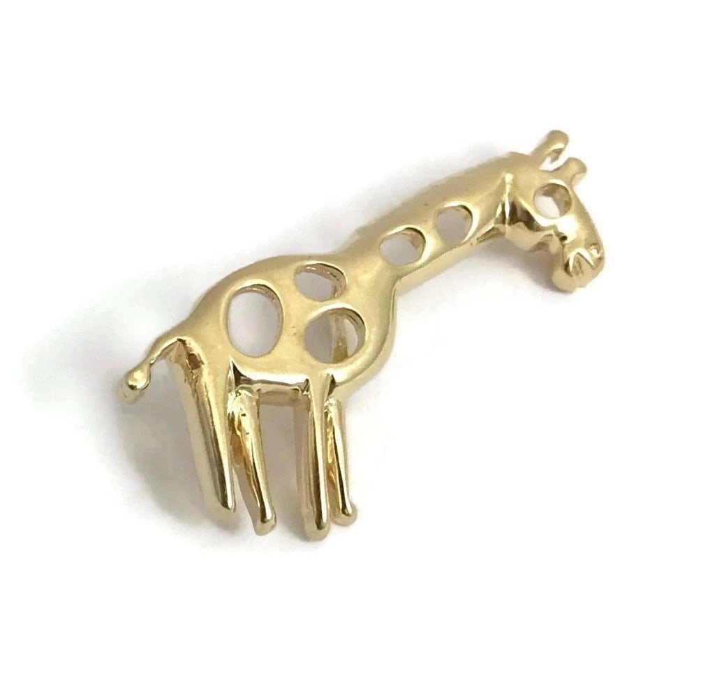Vintage Giraffe Animal Necklace Pendant 12K Yellow Gold, 3.77 Grams (1 of 11)