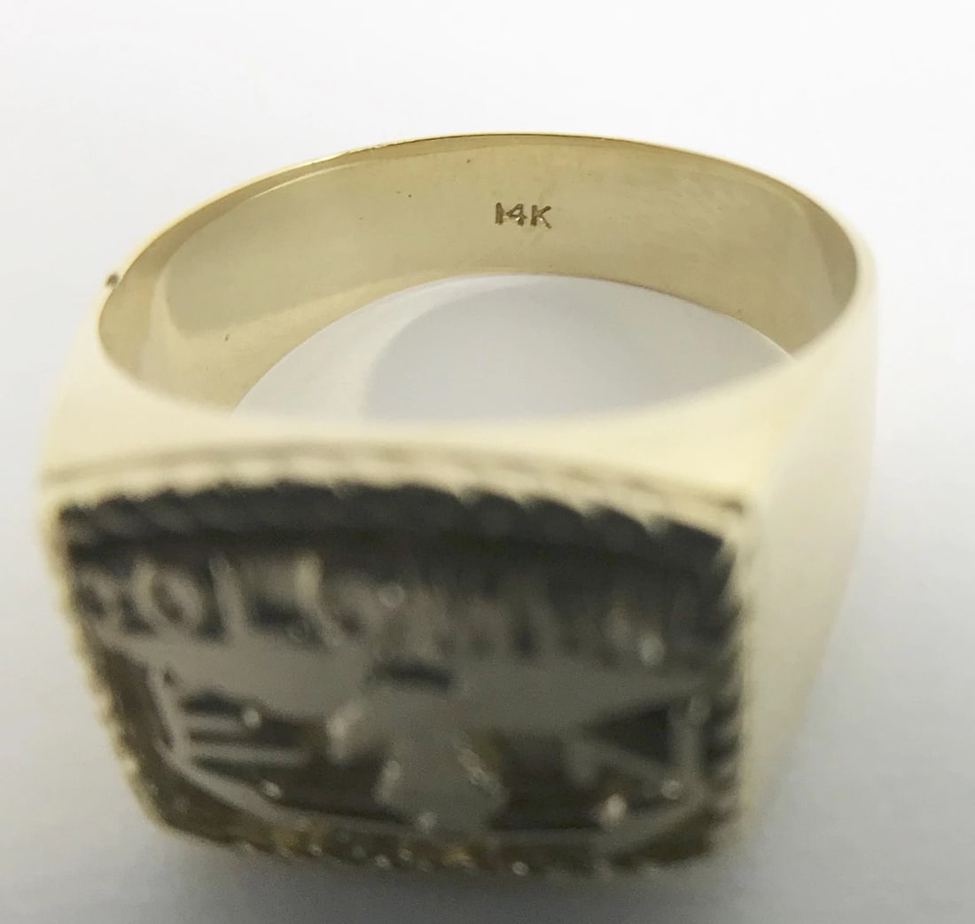 Vintage Men's Colombia Flat Top Ring 14K Yellow Gold, Size 10.25, 12.52 Grams - 12