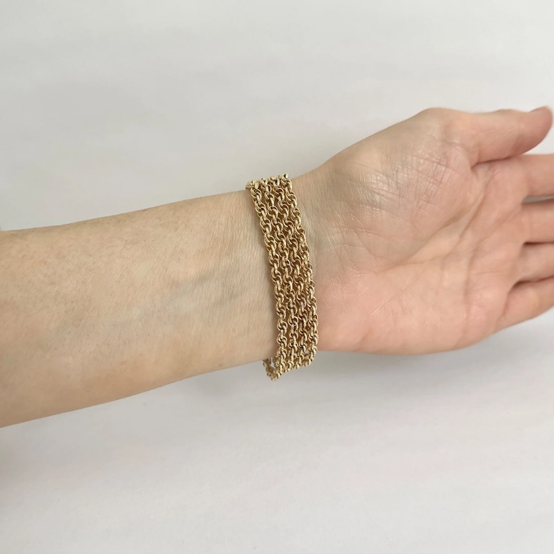 Vintage 1940's Turquoise Multi-Strand Chain Bracelet 14K Yellow Gold, 23.96 Gram - 5