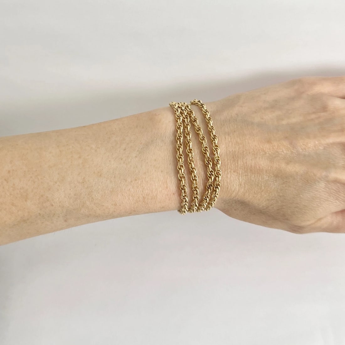 Vintage 1940's Turquoise Multi-Strand Chain Bracelet 14K Yellow Gold, 23.96 Gram - 6