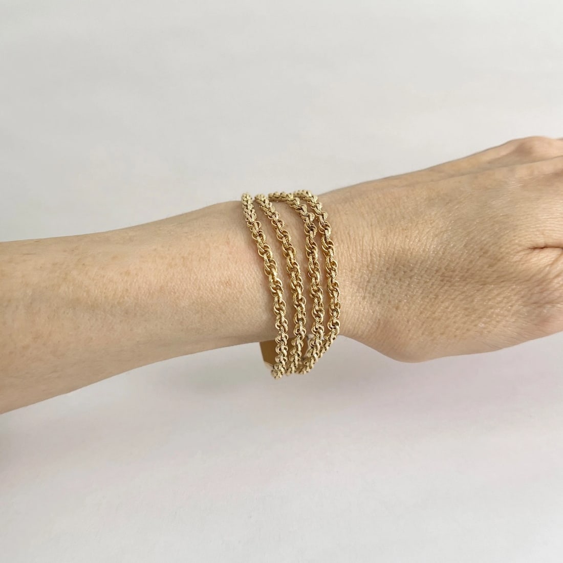 Vintage 1940's Turquoise Multi-Strand Chain Bracelet 14K Yellow Gold, 23.96 Gram - 7