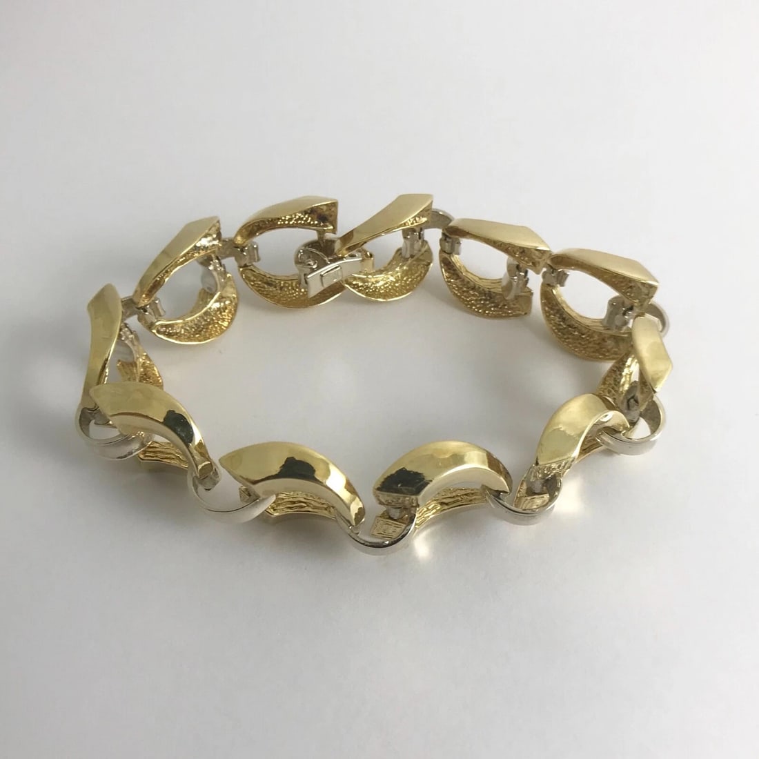 Vintage 1940's Two-Tone Horseshoe Chain Link Bracelet 18K Yellow Gold, 36.71 Gr - 8