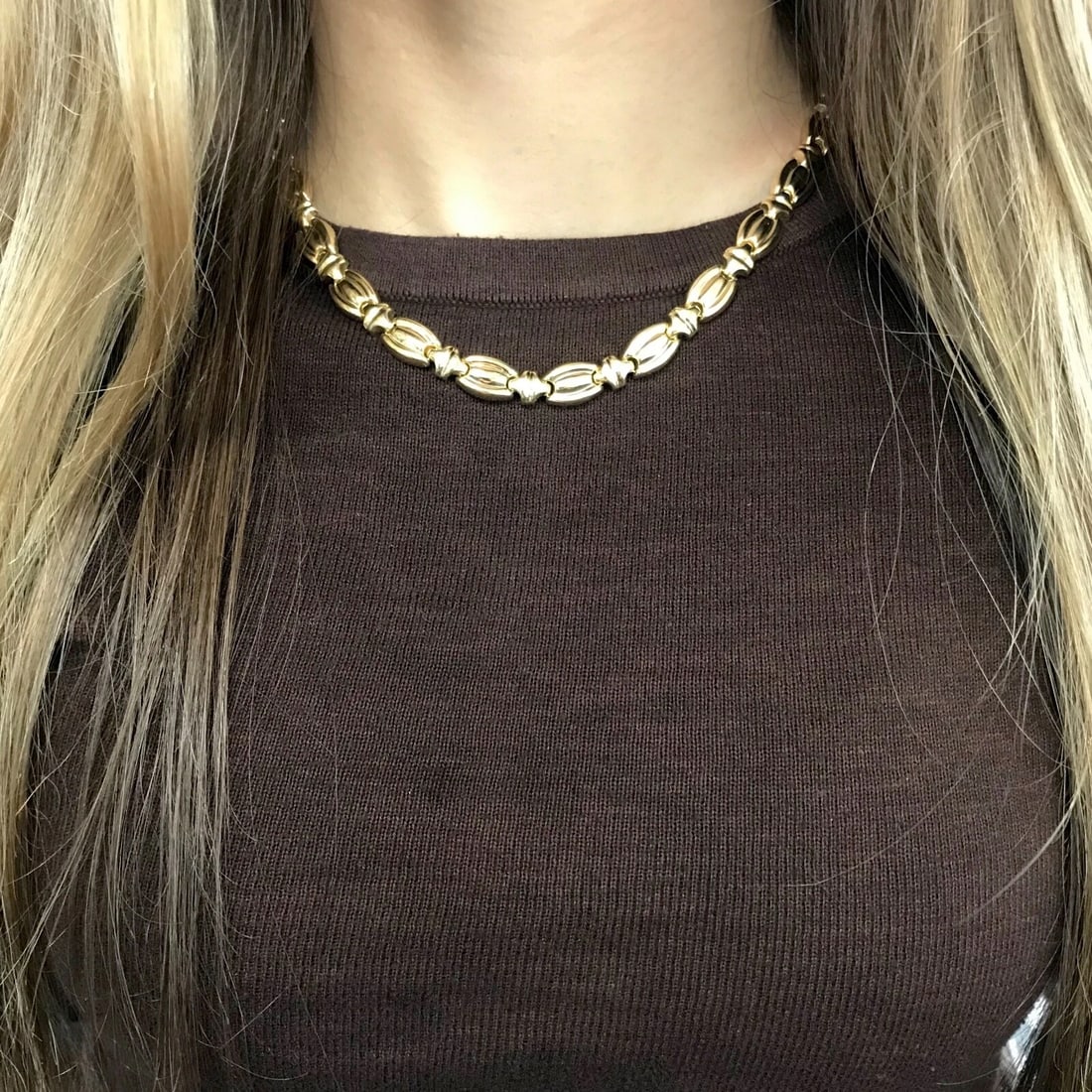 Vintage Italian Oval Chain Link Necklace 14K Yellow Gold, 16.5 Inches, 27.37 Gr - 4