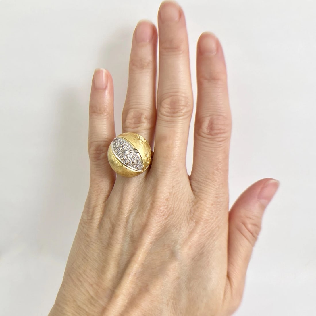 Vintage 1960's Diamond Dome Cocktail Ring 18K Yellow Gold, .40 CTW, 14.27 Grams - 2