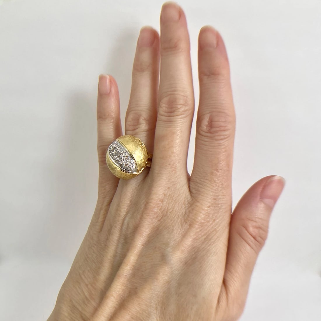 Vintage 1960's Diamond Dome Cocktail Ring 18K Yellow Gold, .40 CTW, 14.27 Grams - 3