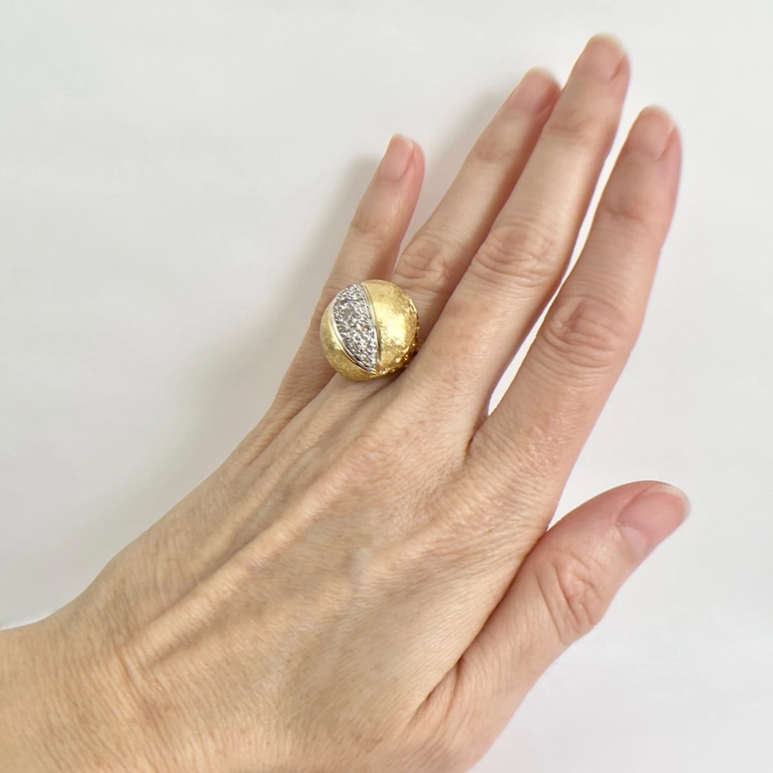 Vintage 1960's Diamond Dome Cocktail Ring 18K Yellow Gold, .40 CTW, 14.27 Grams - 4