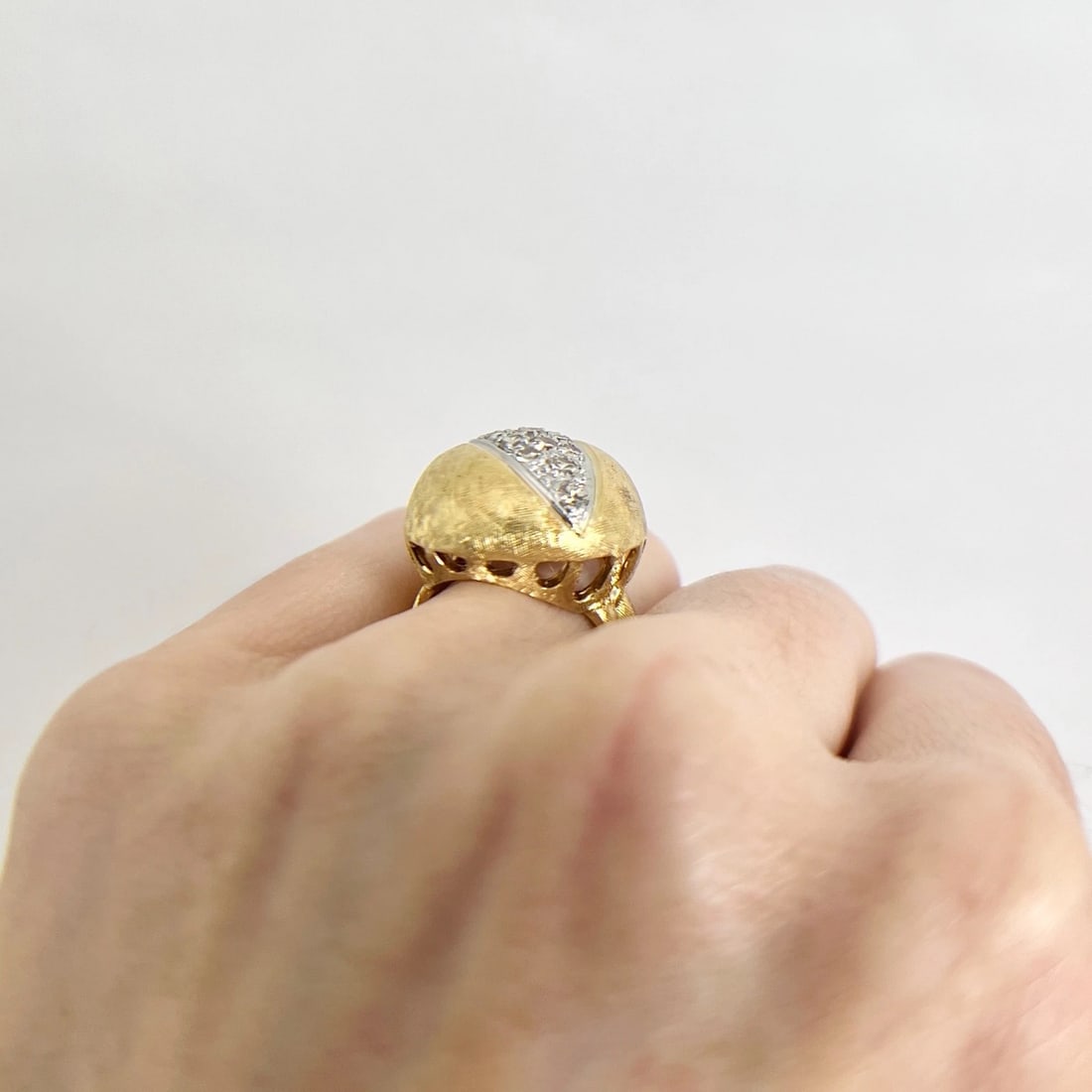 Vintage 1960's Diamond Dome Cocktail Ring 18K Yellow Gold, .40 CTW, 14.27 Grams - 5
