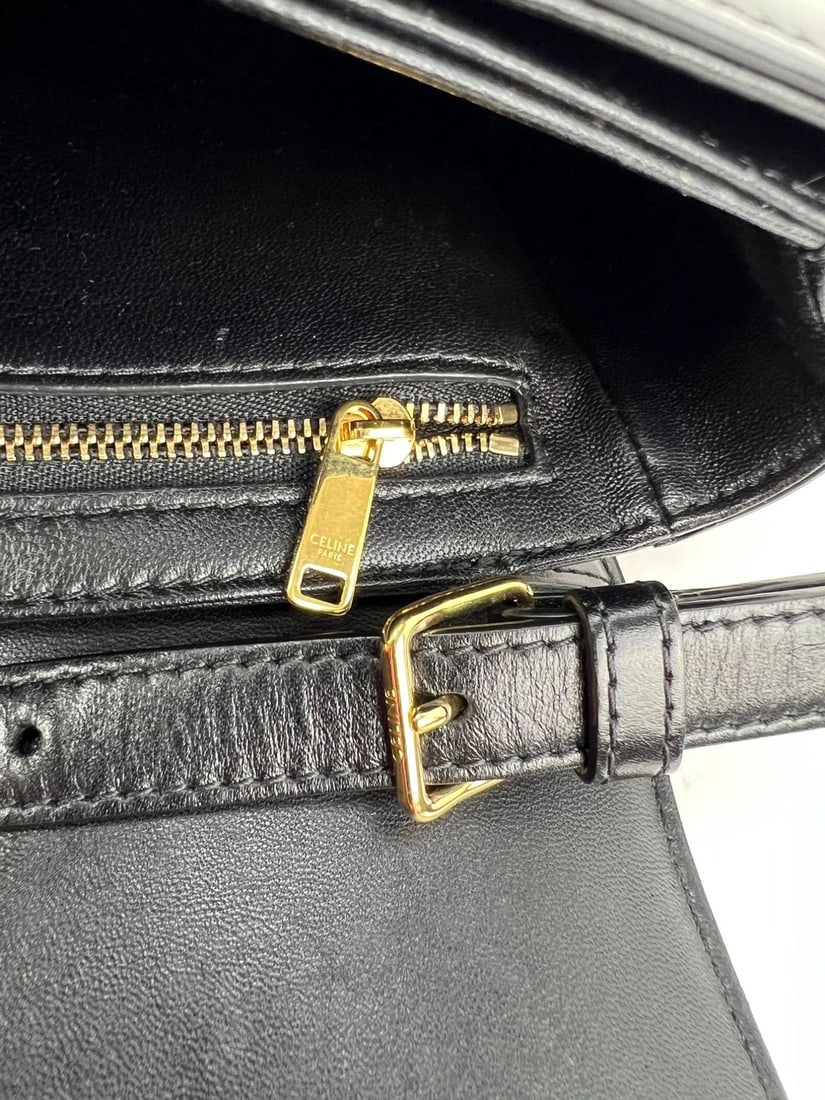 Celine Teen Triomphe Shiny Calfskin Black Shoulder Bag - 16