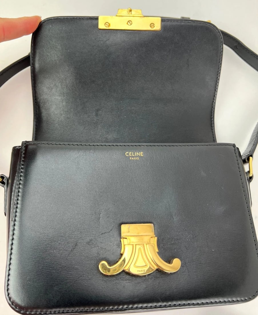 Celine Teen Triomphe Shiny Calfskin Black Shoulder Bag - 6