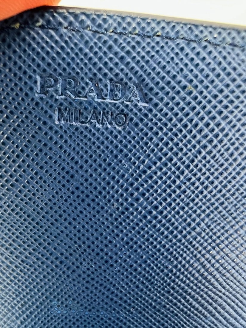 Prada Saffiano Leather Card Holder Blue - 12
