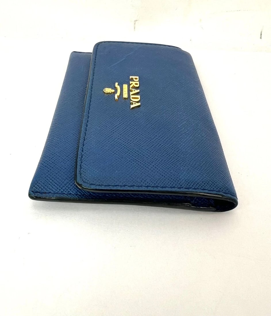 Prada Saffiano Leather Card Holder Blue - 16