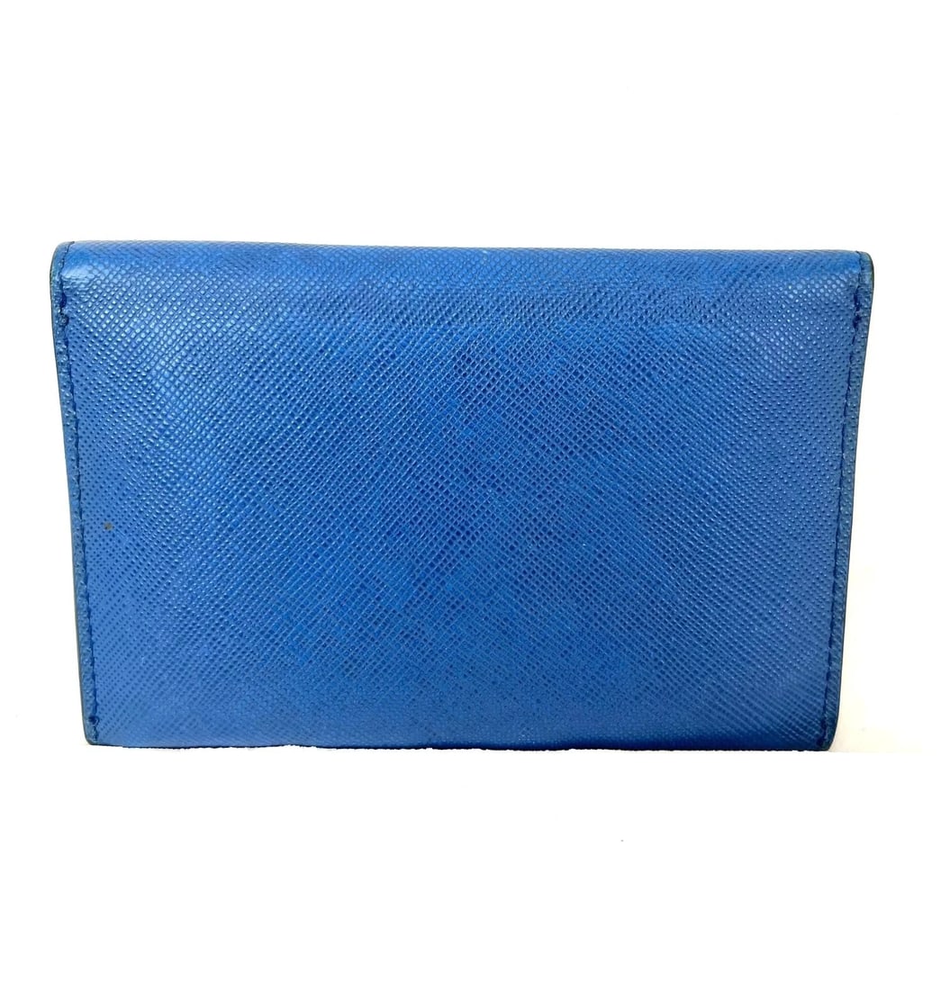 Prada Saffiano Leather Card Holder Blue - 2