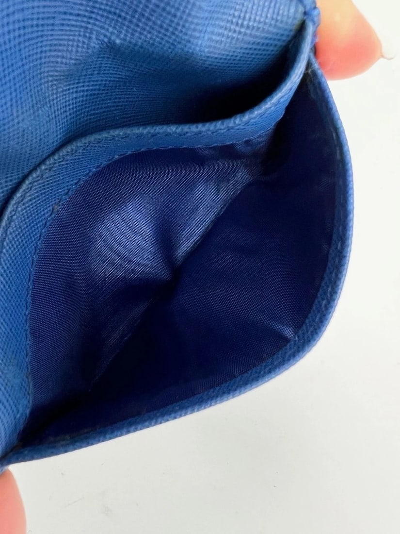 Prada Saffiano Leather Card Holder Blue - 6