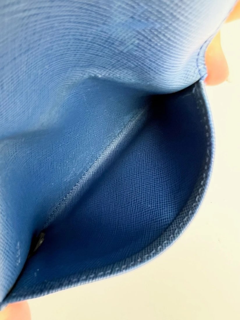 Prada Saffiano Leather Card Holder Blue - 8