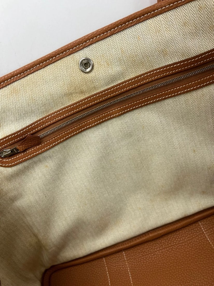Hermes Negonda Garden Party MM 36 Gold Leather Tote - 6