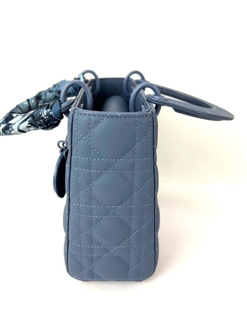 Christian Dior Small Ultramatte Lady Dior Perrywinkle Bag with Strap - 4