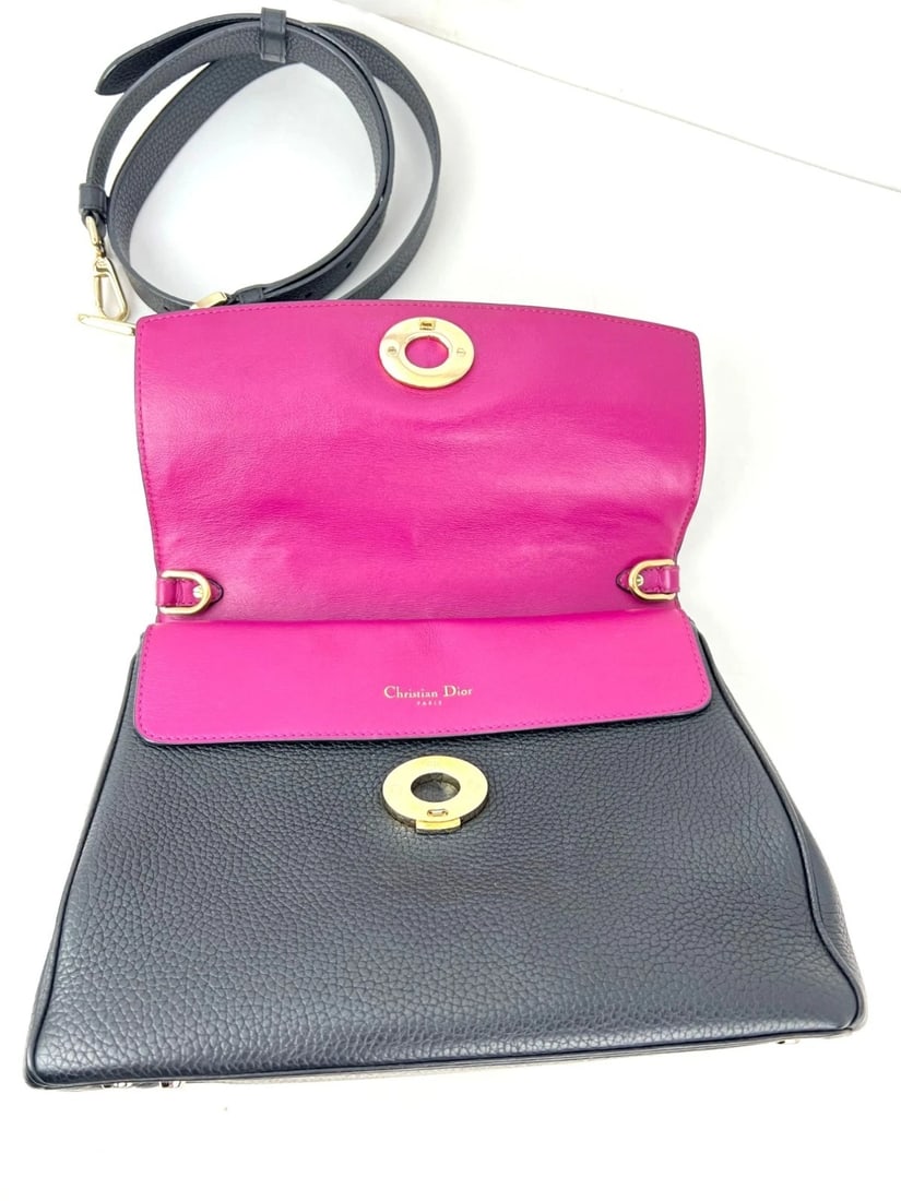 Christian Dior Bullcalf Small Dior Flap Black Leather Crossbody - 5