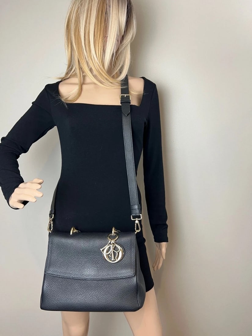 Christian Dior Bullcalf Small Dior Flap Black Leather Crossbody - 7