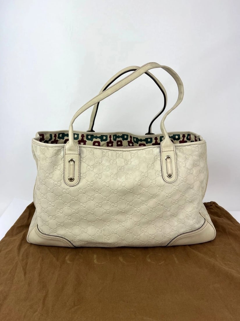 Gucci Guccissima Large Princy White Leather Tote Bag - 2
