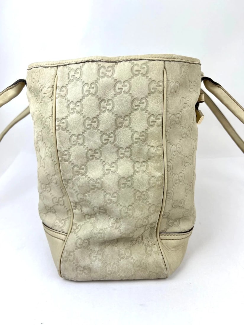 Gucci Guccissima Large Princy White Leather Tote Bag - 5