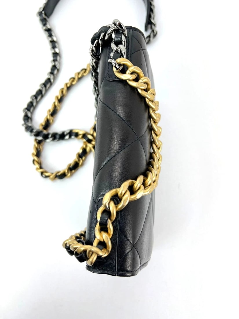 Chanel Lambskin Quilted Chanel 19 Wallet on a Chain Black Bag - 10