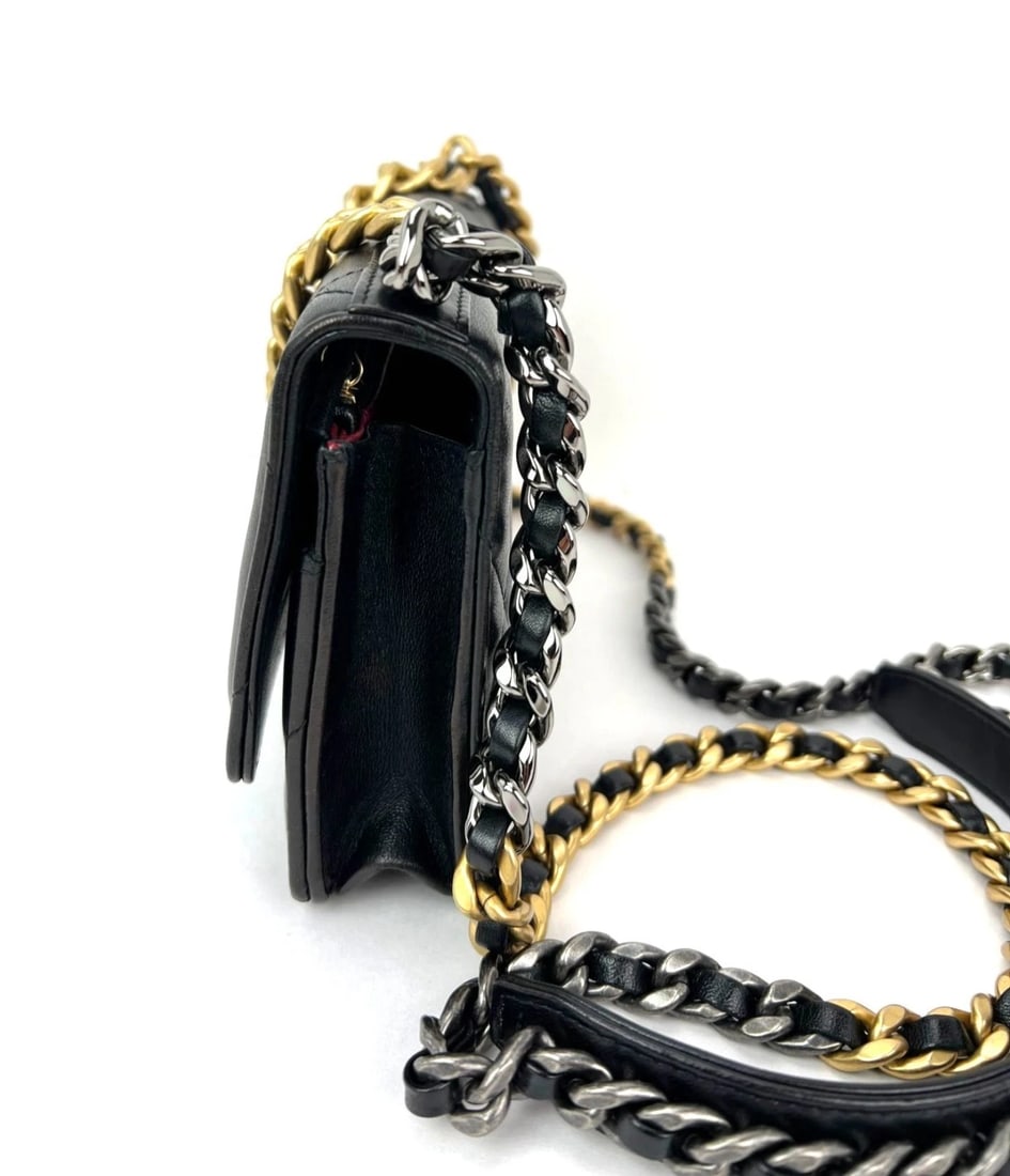 Chanel Lambskin Quilted Chanel 19 Wallet on a Chain Black Bag - 12