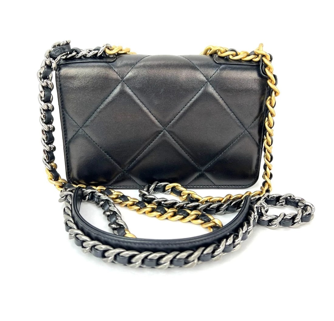Chanel Lambskin Quilted Chanel 19 Wallet on a Chain Black Bag - 2