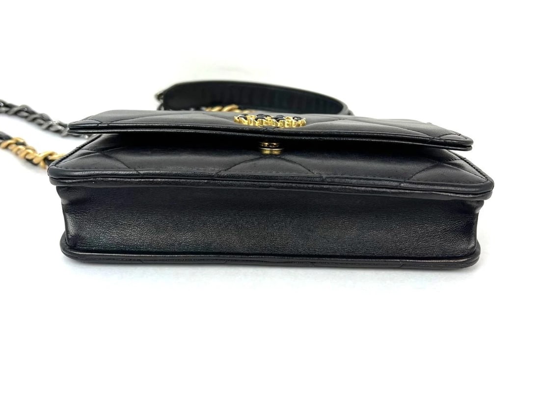 Chanel Lambskin Quilted Chanel 19 Wallet on a Chain Black Bag - 3