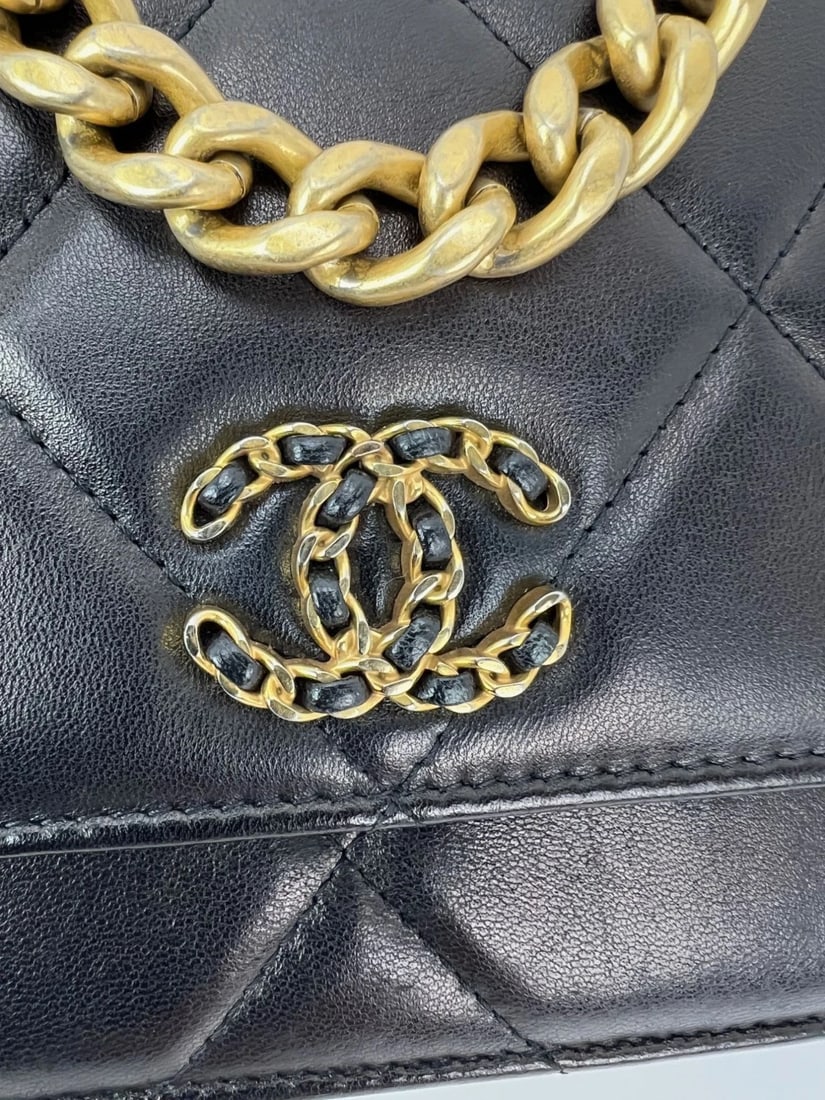Chanel Lambskin Quilted Chanel 19 Wallet on a Chain Black Bag - 4