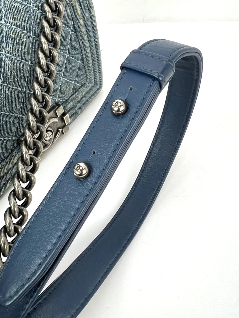 Chanel Denim Quilted Small Blue Boy Flap - 11