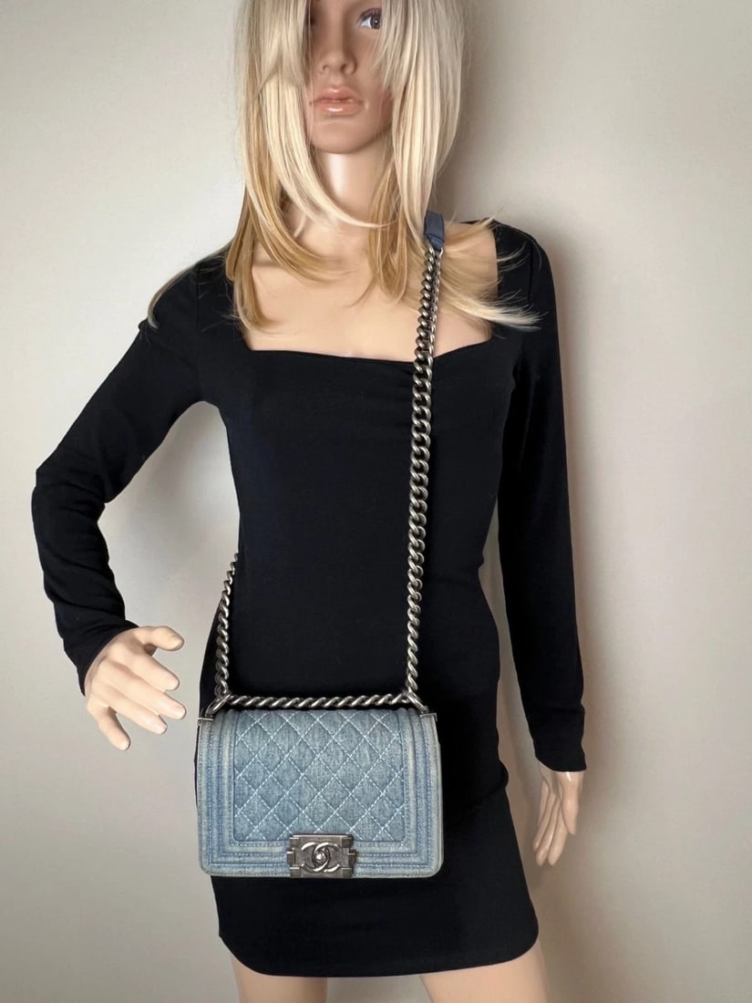 Chanel Denim Quilted Small Blue Boy Flap - 14