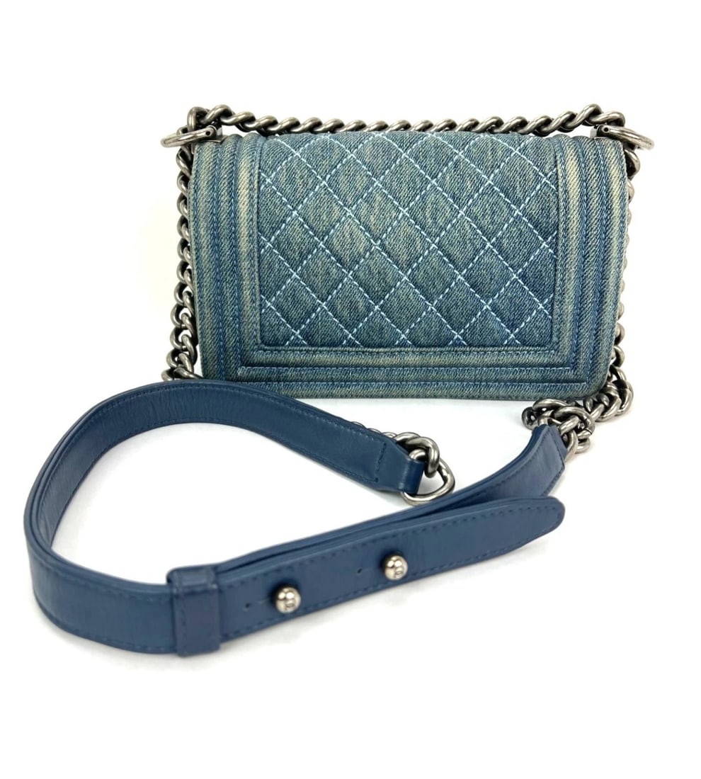 Chanel Denim Quilted Small Blue Boy Flap - 2