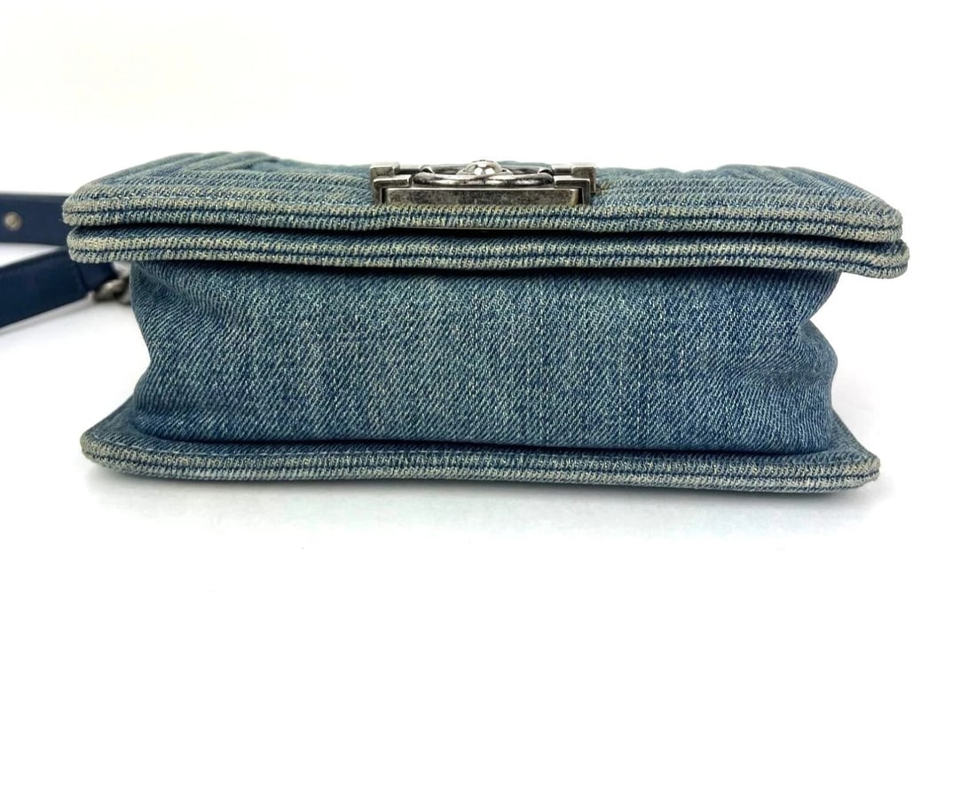 Chanel Denim Quilted Small Blue Boy Flap - 4