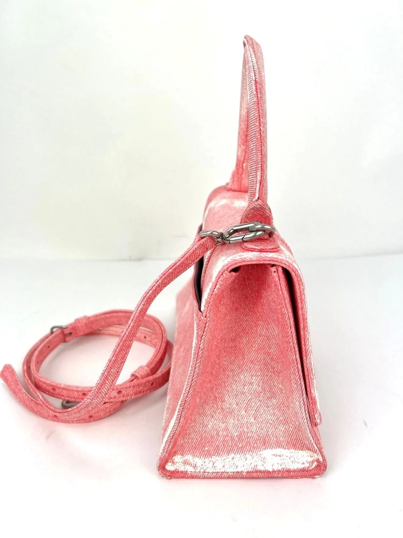 Balenciaga Pink Denim Small Hourglass Top Handle Crossbody Bag - 7